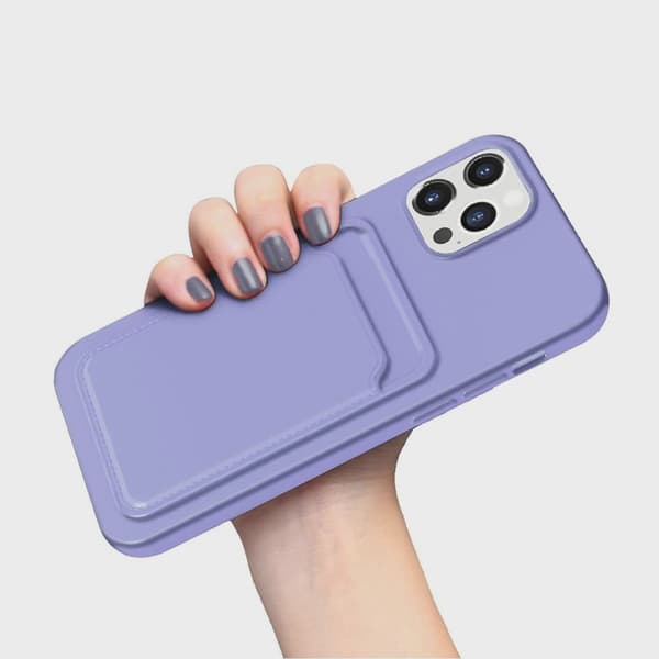 Mobilskal Silikon med Korthållare för iPhone 14 Pro Max - Lila