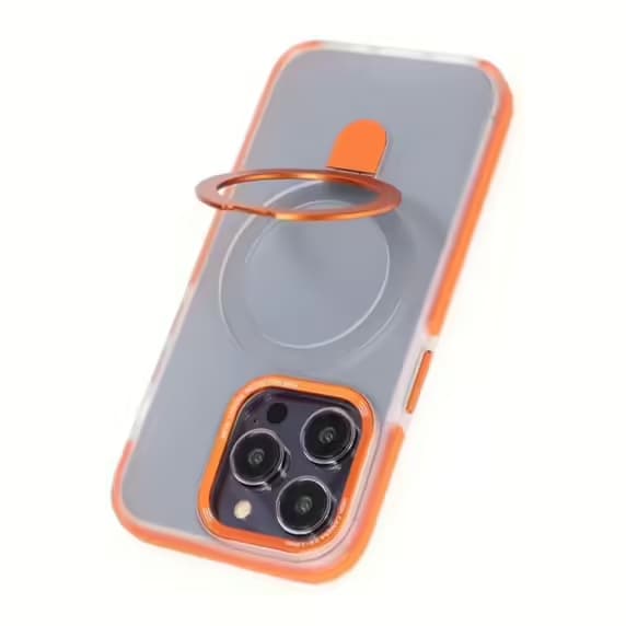 iPhone 15 Pro Max Mobilskal med Magsafe och Stativ - Orange