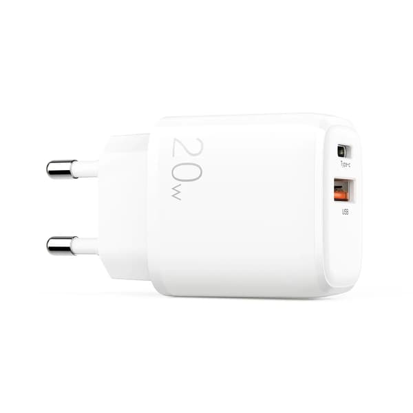 SiGN Snabbladdare USB & USB-C, PD & Q.C3.0, 3.5A, 20W - Vit