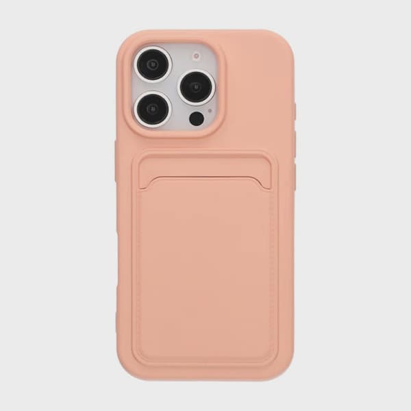 Mobilskal Silikon med Korthållare för iPhone 16 Pro Max - Rosa