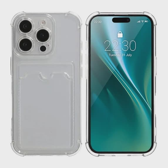 Transparent Mobilskal med Korthållare för iPhone 16 Pro