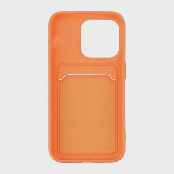 Mobilskal Silikon med Korthållare för iPhone 15 Pro - Orange