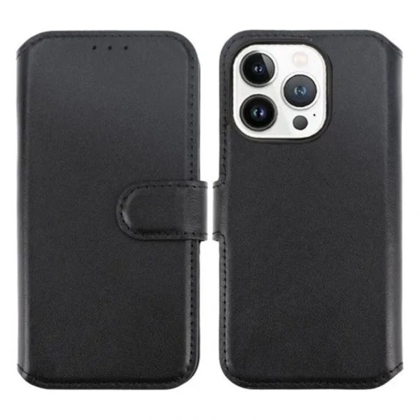 iPhone 15 Pro Max Plånboksfodral Läder Rvelon - Svart