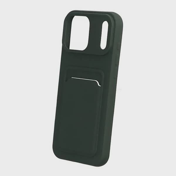 Mobilskal Silikon med Korthållare för iPhone 17 Pro Max - Militärgrön