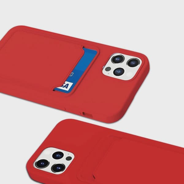 Mobilskal Silikon med Korthållare för iPhone 12/12 Pro - Röd