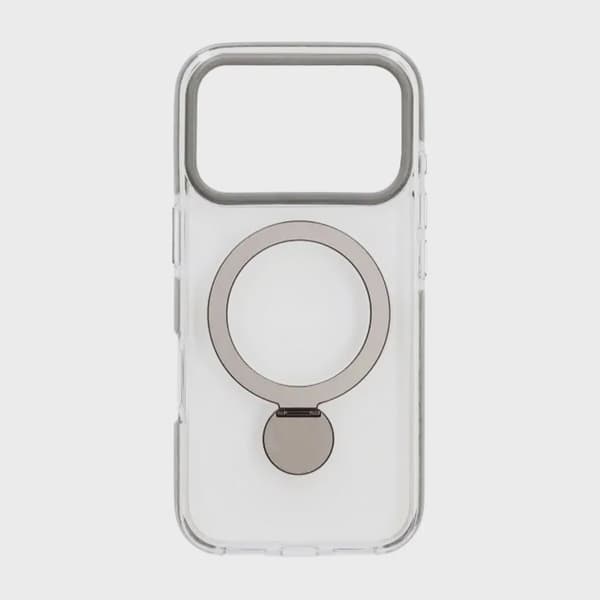 Skal Magsafe till iPhone 17 Pro - Transparent grå med ringstativ