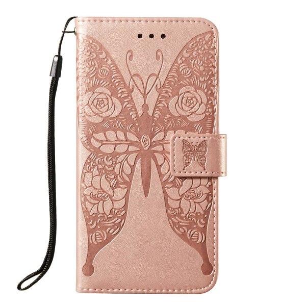 Butterfly Plånboksfodral för Samsung Galaxy S21 Ultra 5G - Rosa