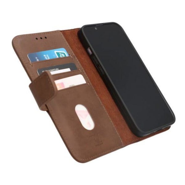 iPhone 15 Plus Plånboksfodral Läder Rvelon - Brun