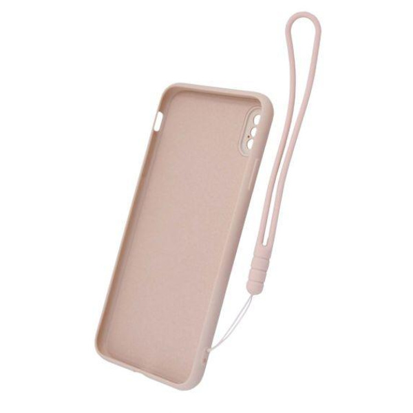 iPhone X/XS Silikonskal med Ringhållare och Handrem - Rosa