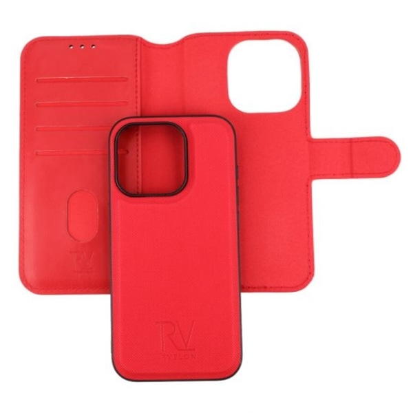 iPhone 15 Pro Plånboksfodral Magnet Rvelon - Röd