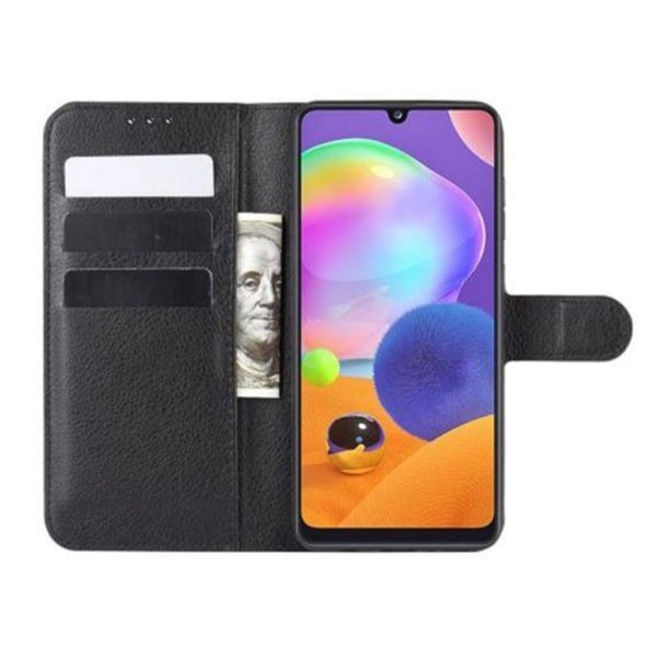 Flip Stand Leather Wallet Case For Samsung Galaxy A31 4G Black