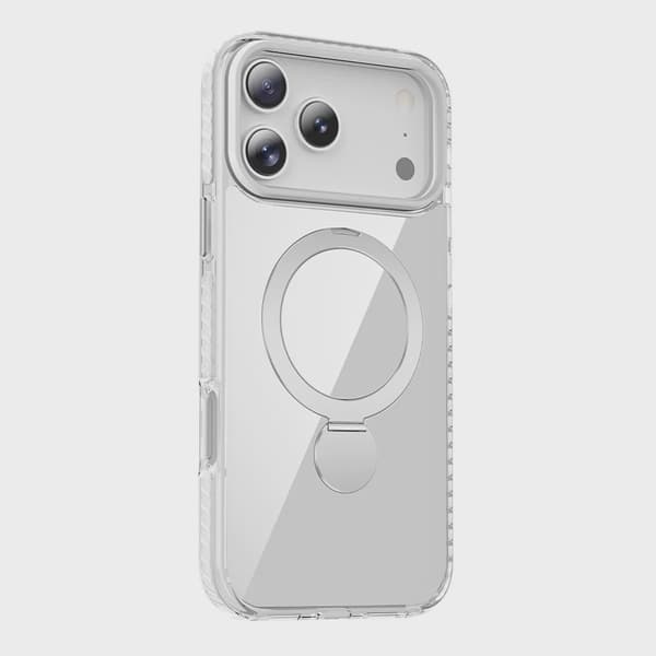 Skal Magsafe till iPhone 17 Pro - Transparent vit med ringstativ