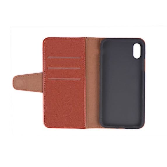 Flip Stand PU Leather Kickstand Card Case Brown For iPhone XR