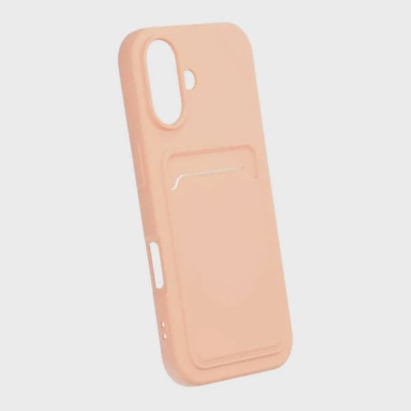 Mobilskal Silikon med Korthållare för iPhone 17 - Rosa