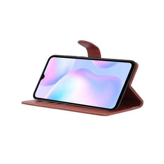 Flip Stand Leather Wallet Case For Xiaomi Redmi 9A Brown