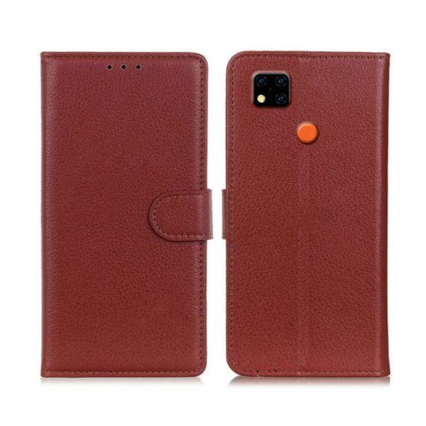 Flip Stand Leather Wallet Case For Xiaomi Redmi 9C Brown