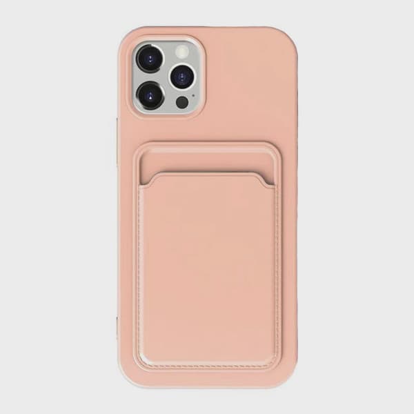 Mobilskal Silikon med Korthållare för iPhone 15 Pro Max - Rosa