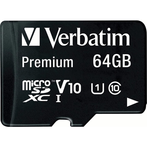 Verbatim 64GB Premium MicroSDXC Memory Card with Adapter, UHS-I