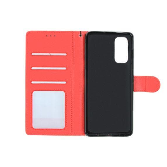 Flip Stand Leather Wallet Case For Samsung Galaxy S20 Red