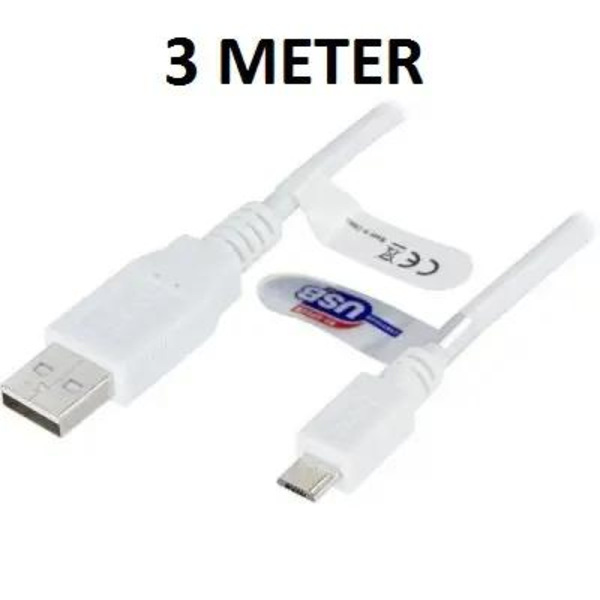 DELTACO Micro USB kabel 3 m Vit