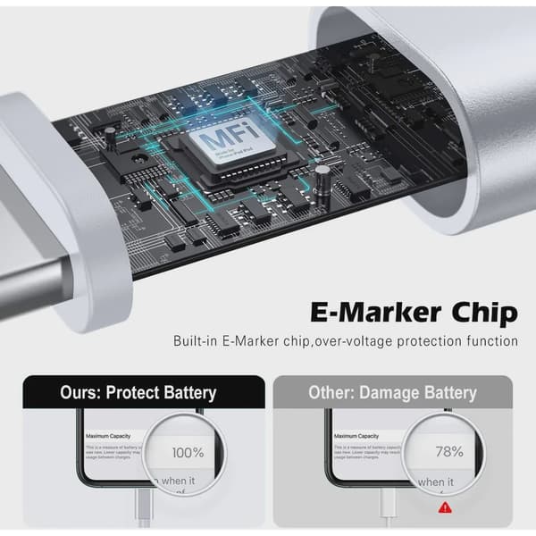 SiGN USB-A till Lightning Kabel, 2.1A, 2m, Nylon - Silver