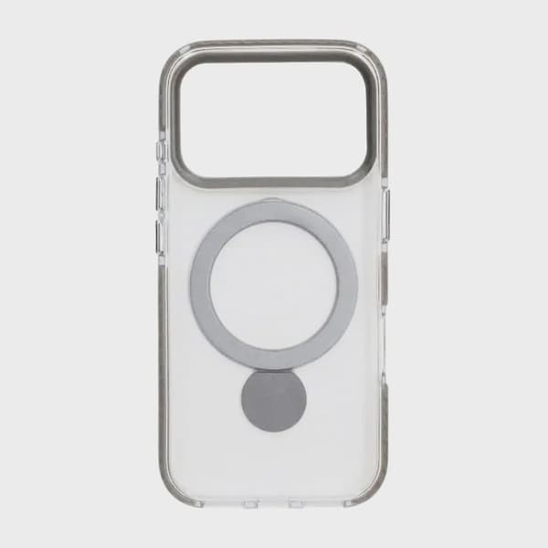 Skal Magsafe till iPhone 17 Pro - Transparent grå med ringstativ