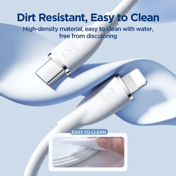 SiGN USB-C till Lightning Kabel 30W, 2m - Vit