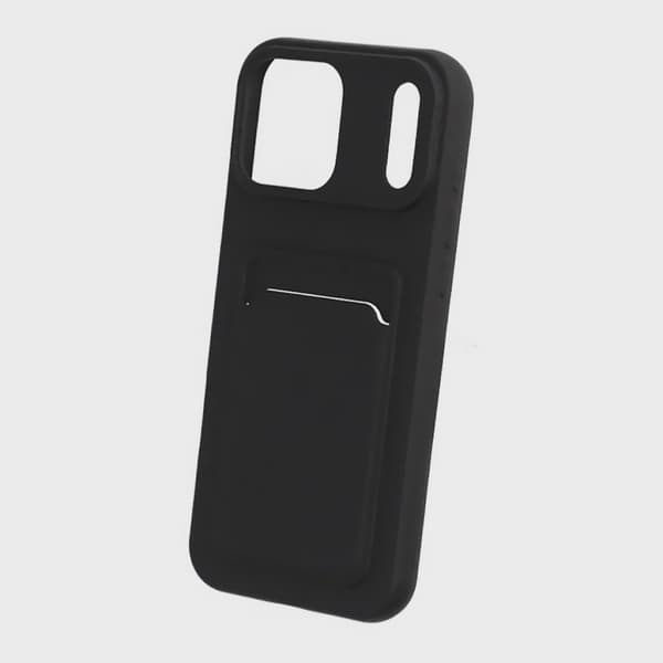 Silikonskal med Korthållare för iPhone 17 Pro Max - Svart
