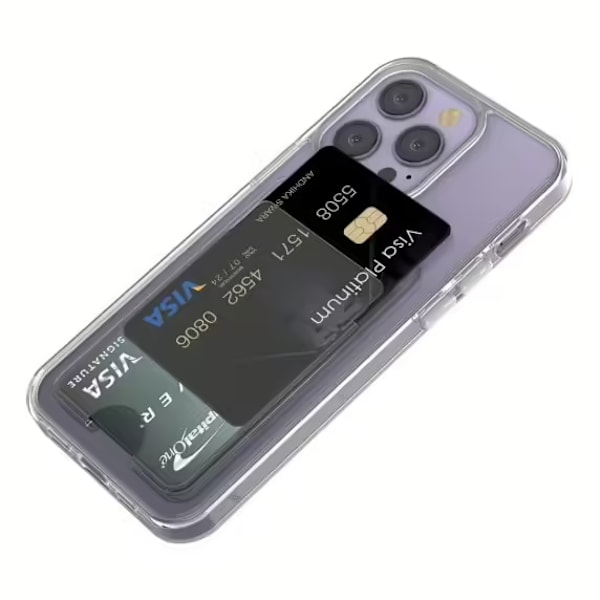 iPhone 15 Pro Mobilskal med Korthållare TPU Rvelon - Transparent