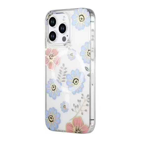 iPhone 15 Pro Mobilskal MagSafe - Blommor Röd/Blå