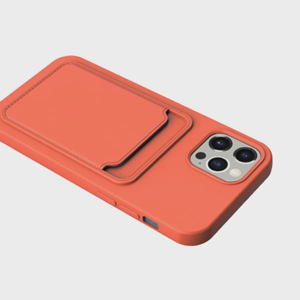 Mobilskal Silikon med Korthållare för iPhone 14 Pro Max - Orange