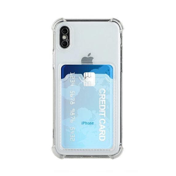 iPhone X/XS TPU Shockproof Protective Wallet Case Transparent