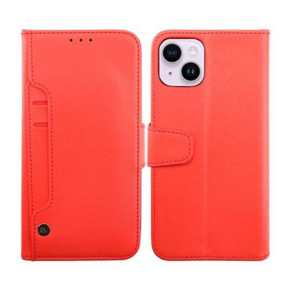 iPhone 14 Plus Plånboksfodral Extra Kortfack Rvelon Färg Röd