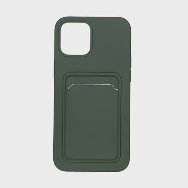 Mobilskal Silikon med Korthållare för iPhone 12 Pro Max - Militärgrön