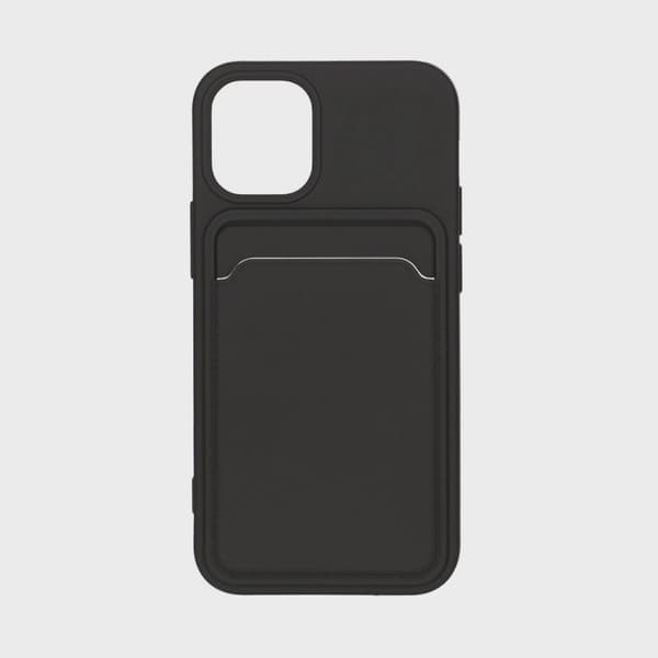 Mobilskal Silikon med Korthållare för iPhone 12 Mini - Svart