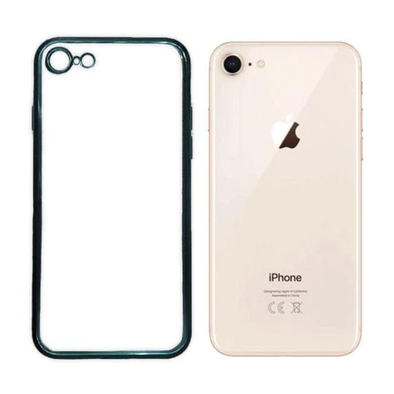 Apple iPhone 7/8 Luxury Classic Square Frame Protection Case Dark Green with Soft Thin Transparent Camera Protector High Quality