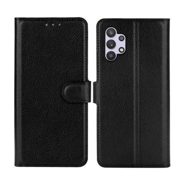 Flip Stand Leather Wallet Case For Samsung Galaxy A32 4G Black