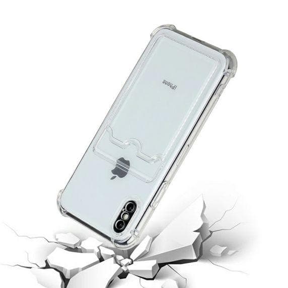 iPhone X/XS TPU Shockproof Protective Wallet Case Transparent