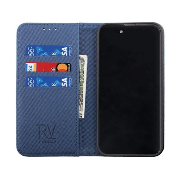 iPhone 14 Pro Max Plånboksfodral Extra Kortfack Rvelon - Blå