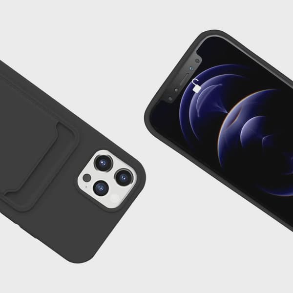 Mobilskal Silikon med Korthållare för iPhone 14 Pro - Svart