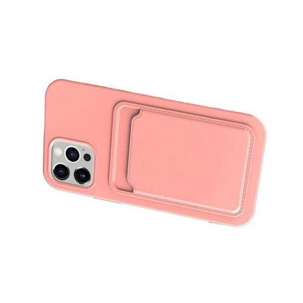 iPhone 13 Pro Silikonskal med Korthållare - Rosa