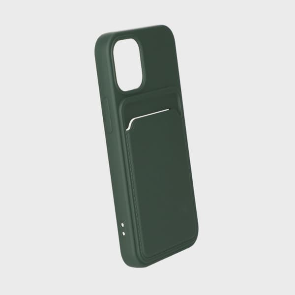 Mobilskal Silikon med Korthållare för iPhone 12 Mini - Militärgrön