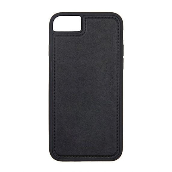 iPhone 7/8 Genuine Leather Detachable Wallet With PC Case Black