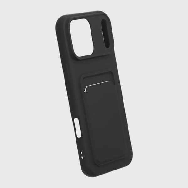Mobilskal Silikon med Korthållare för iPhone 17 Pro Max - Svart