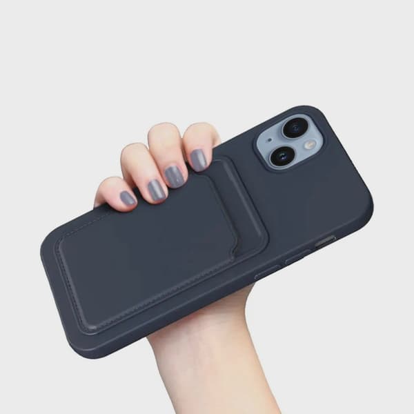 Mobilskal Silikon med Korthållare för iPhone 14 Plus - Blå