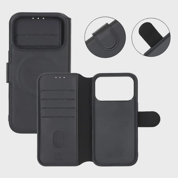 Rvelon Plånboksfodral för iPhone 17 Pro Max - Svart