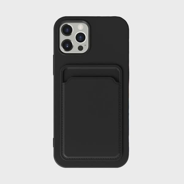 Mobilskal Silikon med Korthållare för iPhone 13 Pro Max - Svart