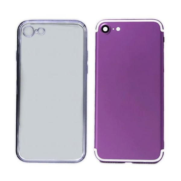 Apple iPhone 7/8 Luxury Classic Square Frame Protection Case Purple With Soft Thin Transparent Camera Protector High Quality