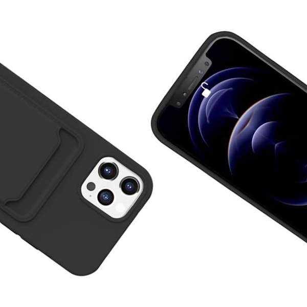 Silicone Case with Card Holder iPhone 14 Pro Max Black