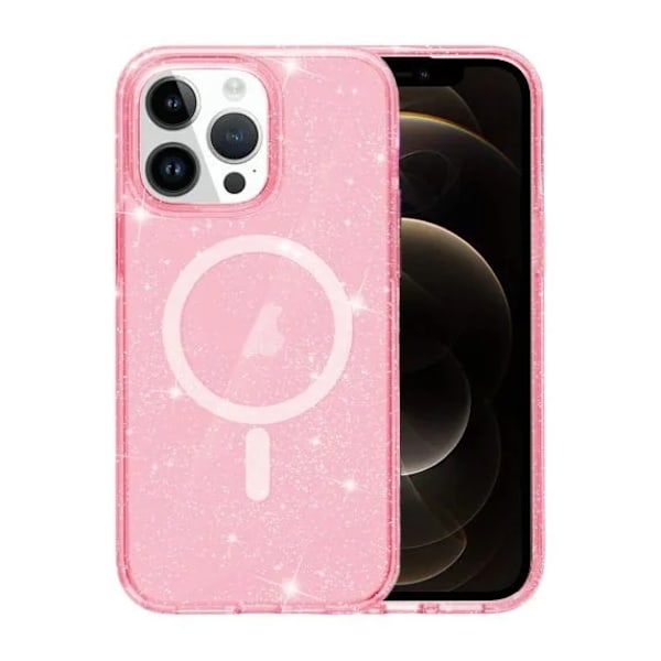 iPhone 12 Pro Max Mobilskal Glitter Magsafe - Rosa